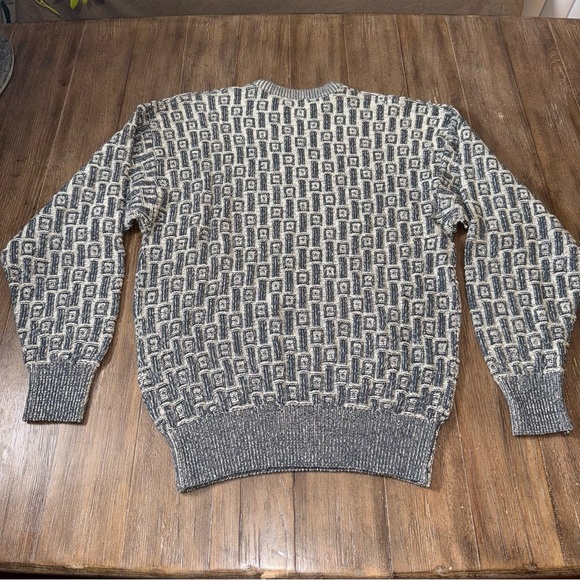 Vintage Men’s 90s Crewneck Sweater Black Blue White Patterned Valentino Garavani - Picture 8 of 8